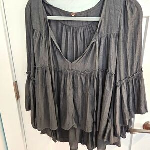 Free People A Few Of My Favorite Things Top In Slate Grey Size Small/Medium Boho